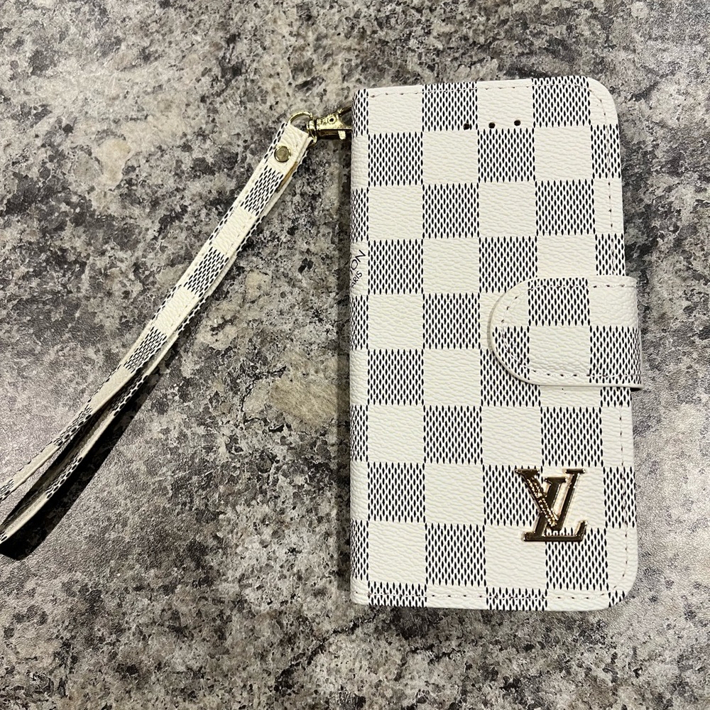 LV white checker iPhone 13 Pro phone case